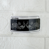 AM6389 Mix-Design Black Barrette with Engraved Dual Peacock Design