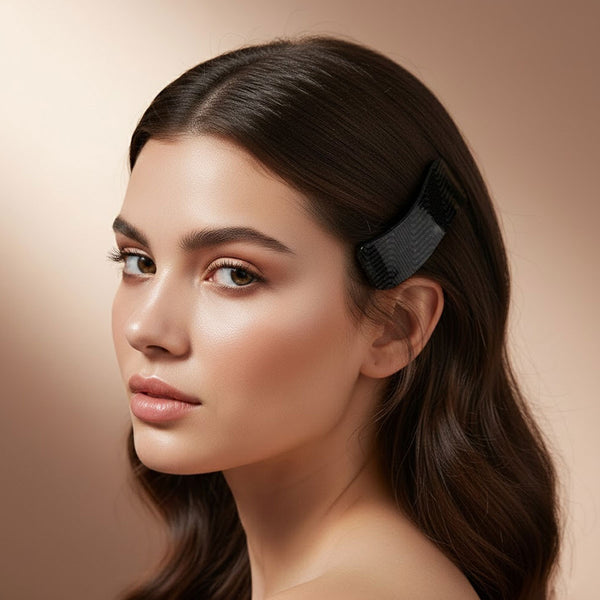 AM6387 Mix-Design Wavy Glitter Textured Hair Barrette / Banana Clip for Women and Girls