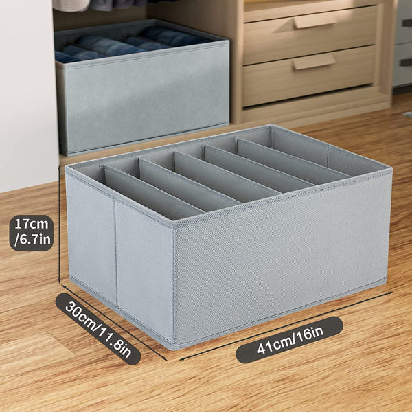 3266 Folded Clothes Drawer Organizer for Jeans, Sweater, Dresses, T-shirts (Pack of 1, Grey)