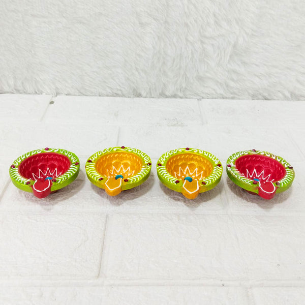 Di0382 Handmade Decorative Diwali Diyas Set of 4 – Multi-Design