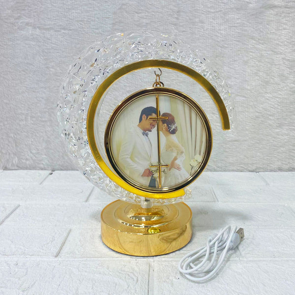 AM6268 LED Crystal Moon Lamp with Round Shape Photo Frame