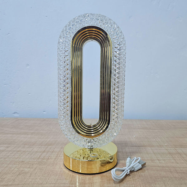 AM5944 Crystal Rounded Pill LED Table Lamp with USB Cable - Sensor 3 Color Modes