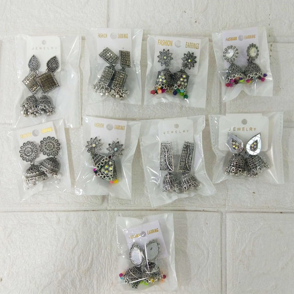 Di0300 Oxidized Silver Jhumka Earrings with Multicolor Beads – Traditional & Fashion Jewelry