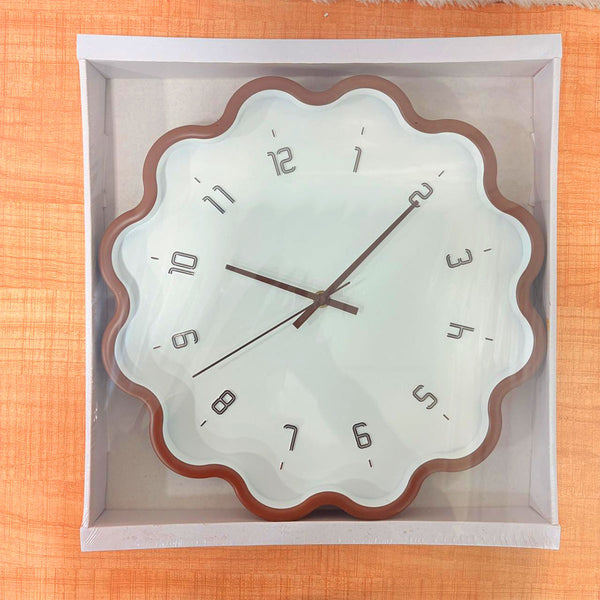 AM6522 Modern Scalloped Edge Wall Clock – Minimalist Floating Dial Design - 1pc