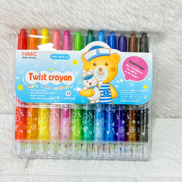 AM6309 Twist Crayons with Mini Sketchbook for Kids - 12 Colour