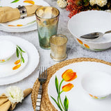 AM5754 Cello Opalware Imperial Collection Dinner Set, 19 Pieces - (Navy Blue & Vinea Designs)