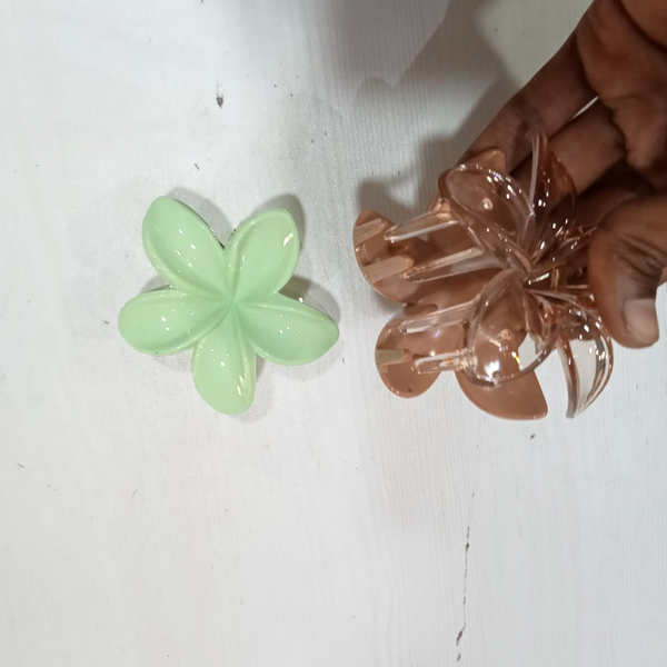 AM5620 Transparent Flower Hair Clips (Multicolour) -for Fine Curly Hair, Non-Slip, Strong Grip