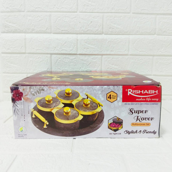 Di0166 Rishabh Super Rover Multipurpose Container Set of 4 with Tray – Stylish & Trendy Airtight Storage Jars