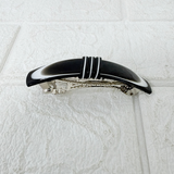 AM6393 Black and White Marbled Resin Barrette Hair Clip - 1pc