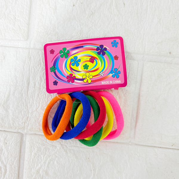 AM1402 MultiColor Elastic Nylon Hair Rubber Bands Pack of 6
