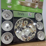 A07847 Laziz Premium 7-Piece Printed Dinnerware Set – 1 Big Plate & 6 Small Bowls