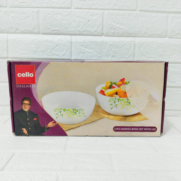 Di0205 Cello Opalware Medium Mixing Bowl with Lid Set of 2 Pcs - 1000ml Each