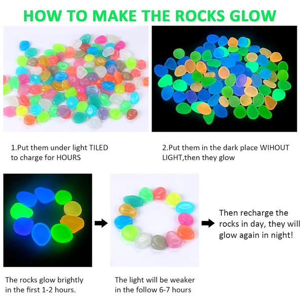 TM0185 Luminous Decorative Garden Pebbles - Radium Glow Stones for Walkways & Fish Tanks