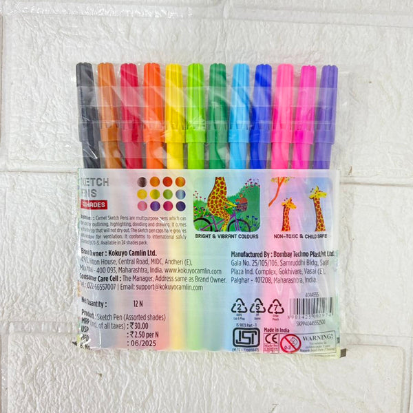 AM6292 Camel Bold Sketch Pens 12 Shades (Multicolor)