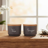 TM0081 Morning Brew 2-Piece Matte Grey Tea, Coffee, and Sugar Container Set