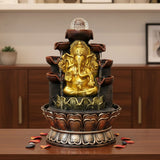 TM0019 Lord Ganesha Tiered Indoor Water Fountain with LED/Crystal Ball Accent