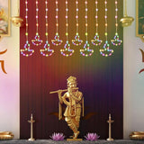 Di0069 10 Fairy Diya LED Curtain String Lights with Flashing Modes - 5x5 (Multicolour)