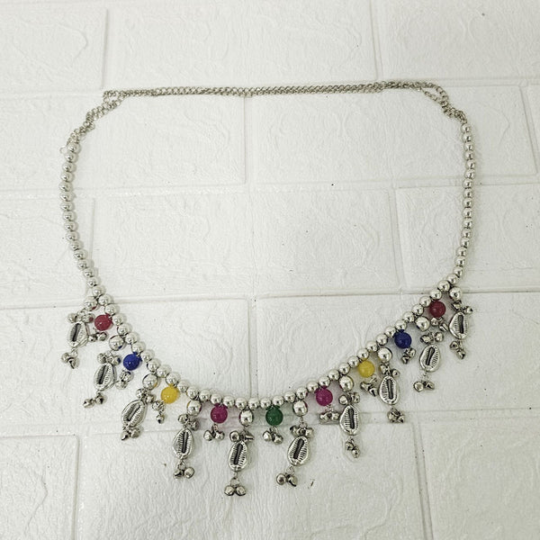 Di0046 Oxidized Silver Dangler Kamarbandh with Colorful Beads and Cowrie Shells (Multidesign)