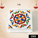 2563 1 Pc Meenakari Wooden Chowki & Bajot Set: For Home & Office Puja (Multicolor)