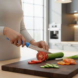 TM0088 Virtue 2-Piece Stainless Steel Utility Knife Set with Ergonomic Blue Handles