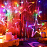 Di0063 12 Stars LED Curtain String Lights with Flashing Modes -  6x6 (Rgrb)