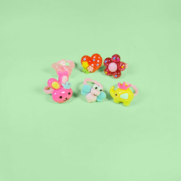 AM1255 Cartoon Shaped Finger Ring Set for Girls (10pcs)