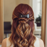 AM6391 Elegant Black Bow-Shaped and Curved Barrette Hair Clips