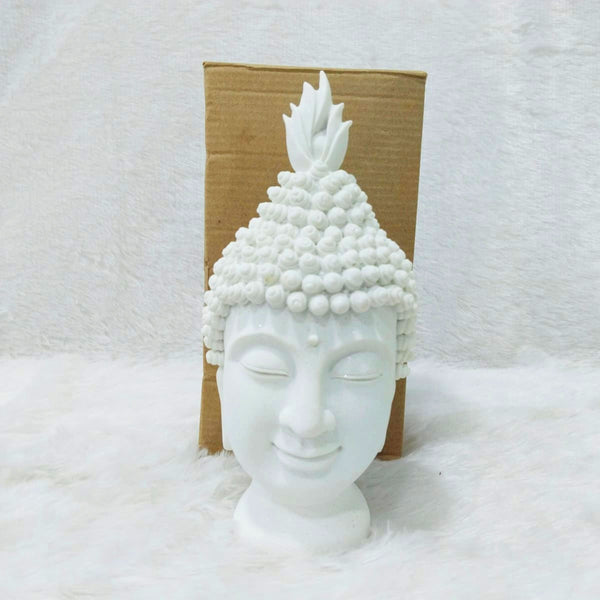 AM6246 Small White Buddha Head Sculpture – Peaceful Home Décor