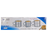 3450 Stainless Steel - Royal Tea & Coffee Cup Laser Design  Set of 6