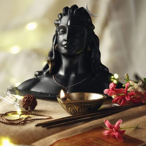 3241 3 inch Height Adiyogi Statue with Rudraksha Mala for Car Accessories for Dash Board, Pooja & Gift, Decor Items for Home & Office