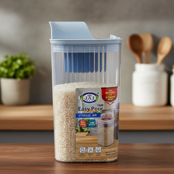 AM6526 Jaipet Easy Pour 1500 Airtight Storage Jar with Measuring Cup Cap