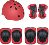 3417 Skating Kit Set Suitable for 10 to 14 Years for Protection Skating Helmet Knee Cap Ankle Cap Pam Protector Gloves for Cycling and Skating Colour Red Size Large