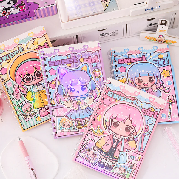 AM6311 Sweet Girl Spiral-Bound Holographic Notebook - 135x195mm