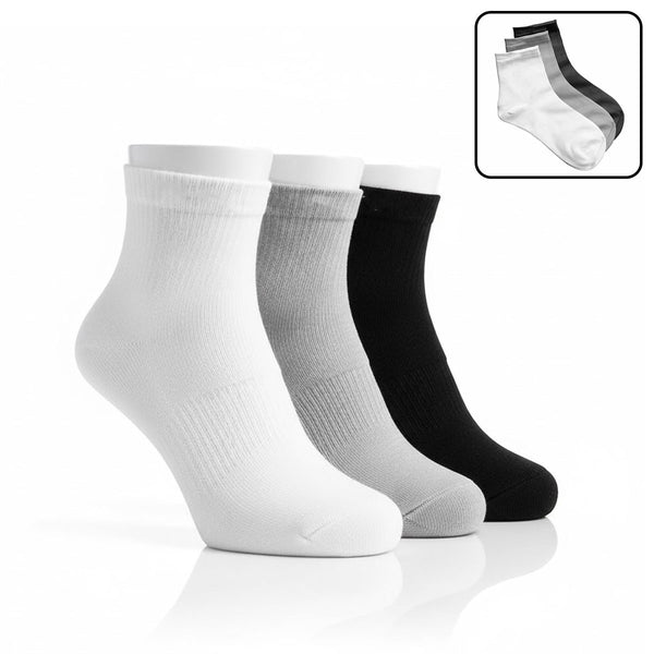 3058 Premium Ankle Athletic Sneaker Length Socks - Pack of 3 Pair