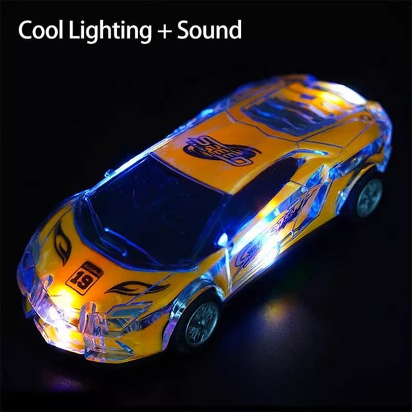 AM0238 Racing Car with Lights and Music, Friction Powered Music Car Toy for Kids