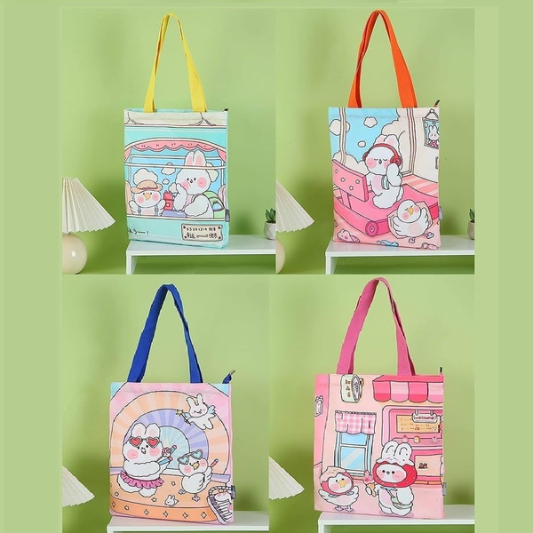 TM0154 Cute Cartoon Printed Multi Purpose School File Folder Tote Bag