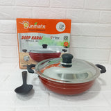 AM6141 Sunmate Deep Kadai with Steel Lid (2.5ltr)– Hammertone Series (Non-Stick Cookware)