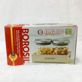 AM6162 Borosil Classic Jars With Wooden Tray - 2Pcs (600 ml Each)