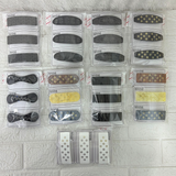 AM6388 Mix-Design Different Bow-Shaped Hair Clip/Barrette with White Floral and Stripe Etching