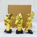 AM6231 Golden Abstract Face Sculptures (No.2) – Set of 3