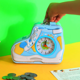 TM0157 2 in 1 Shoe Pattern Piggy Bank with Alarm Clock Set