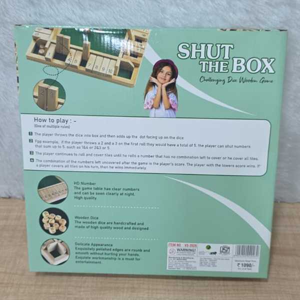 AM6434 Wooden Shut The Box Game with Dice