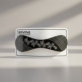 AM6388 Mix-Design Different Bow-Shaped Hair Clip/Barrette with White Floral and Stripe Etching