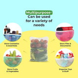 3030_Reusable Fridge Mesh Fabric Storage Bag for Vegetables and Fruits with Zipper (Multicolour, Size: 27 X 23 cm) - Set of 3