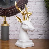 TM0013 Elegant White & Gold Deer Head Sculpture