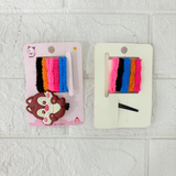 AM6375 Mix Colorful Fuzzy Hair Elastics and Cartoon Animal Hair Clip Set for Girls