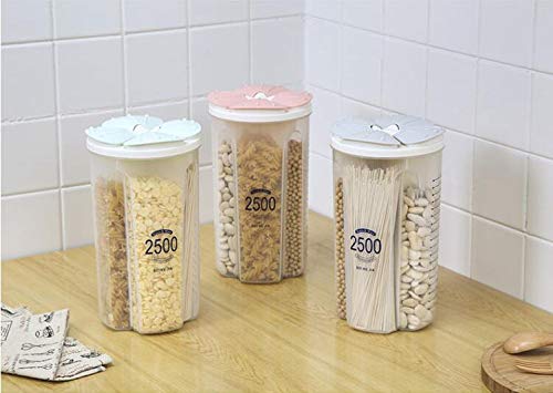 0766 Kitchen Storage - Transparent Sealed Cans/Jars/Storage Box 4 Section (2000 ml)