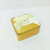 Di0010 Decorative Gold Tin Big Gift Box with Ribbon and "Best Wishes" Tag