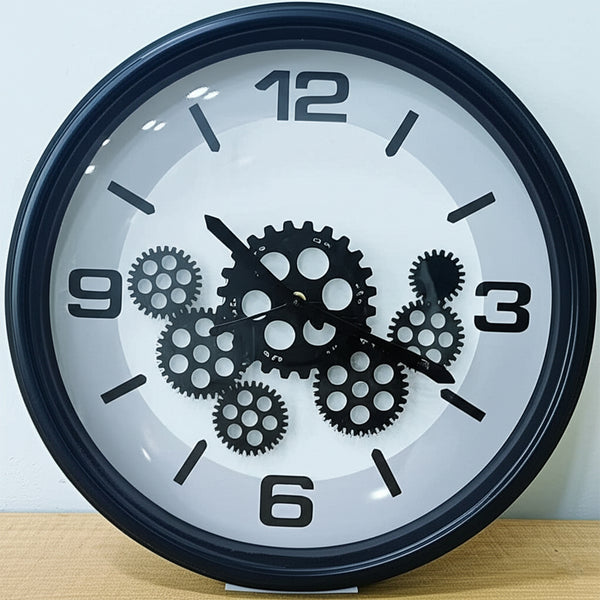 AM5948 Black Gear Wall Clock with Industrial Design