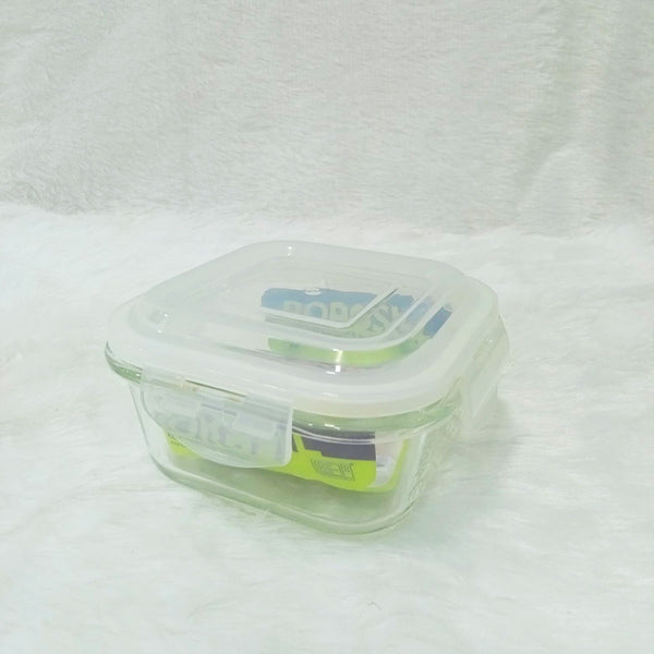 AM6193 Borosil Klip N Store Square Glass Container - 520 ml with Air Tight Lid